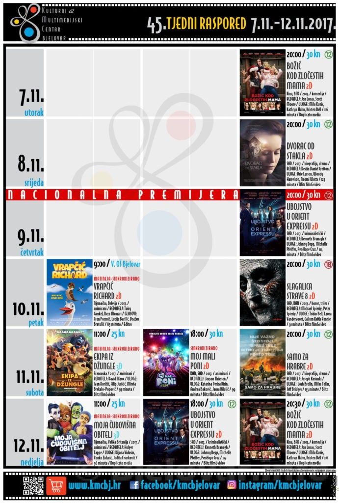 45. TJEDNI RASPORED KMCBj 7.11. 12.11.2017.