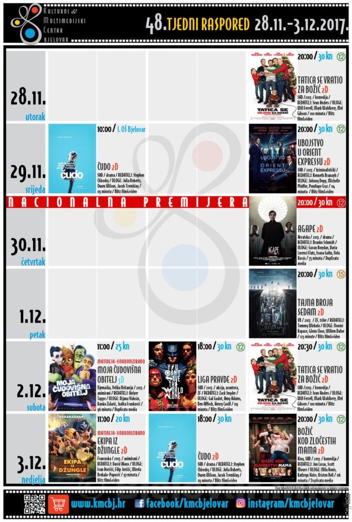48. TJEDNI RASPORED KMCBj 28.11. 3.12.2017.