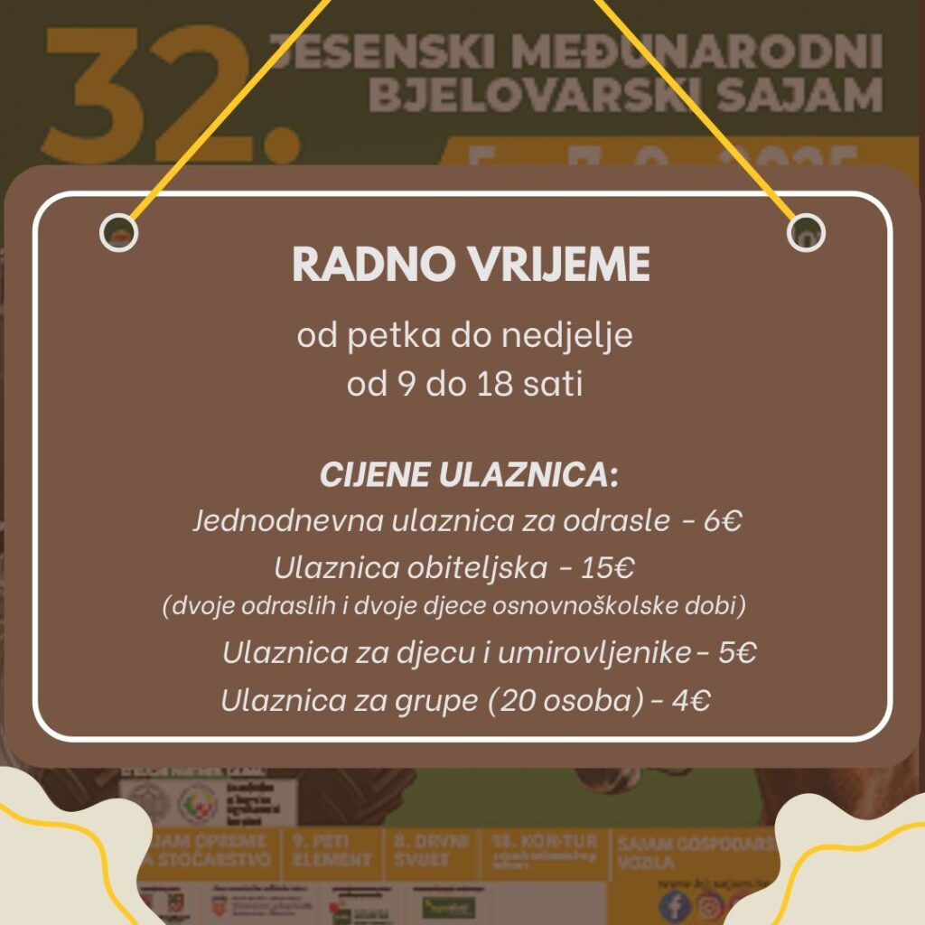 jesenski sajam cijene i radno vrijeme 2025