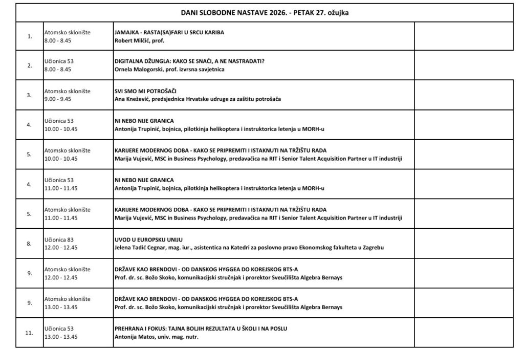 dani slobodne nastave 2026 1