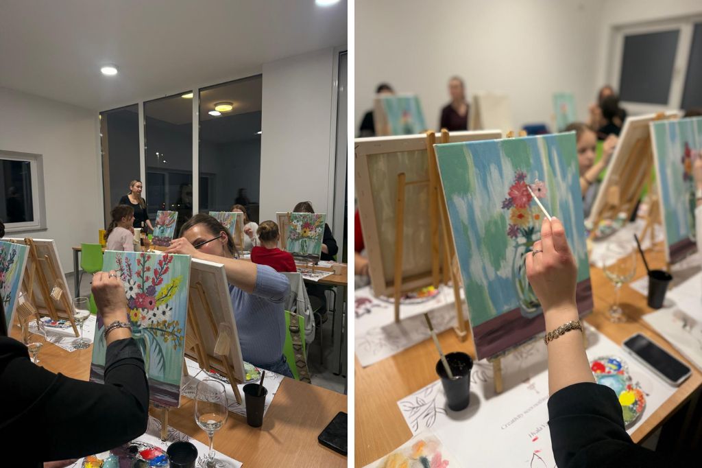 Kulturni centar Rovišće oživio bojama i proljetnim motivima! Radionica slikanja ponovno oduševila paint and sip radionica rovisce slikanje 2