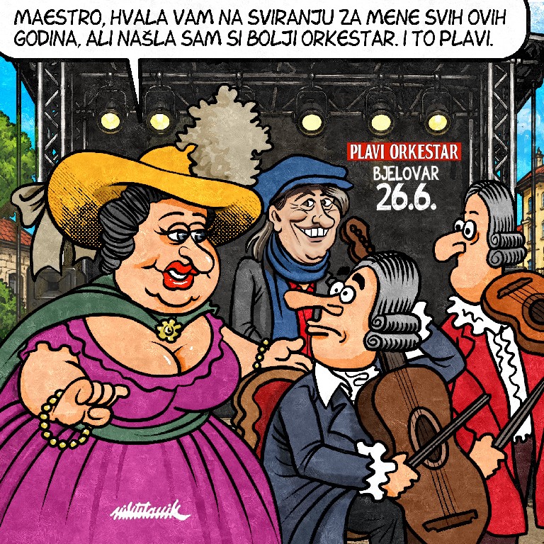 Nik Titanik spojio Mariju Tereziju, Bjelovar i Plavi orkestar u novoj karikaturi povodom 30. Terezijane 2026 05 24 niktitanik 1